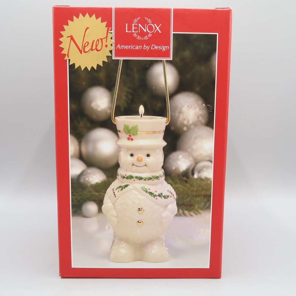 Lenox Christmas Happy‎ Holly Days Snowman Votive #863047 in Box 6.5 in